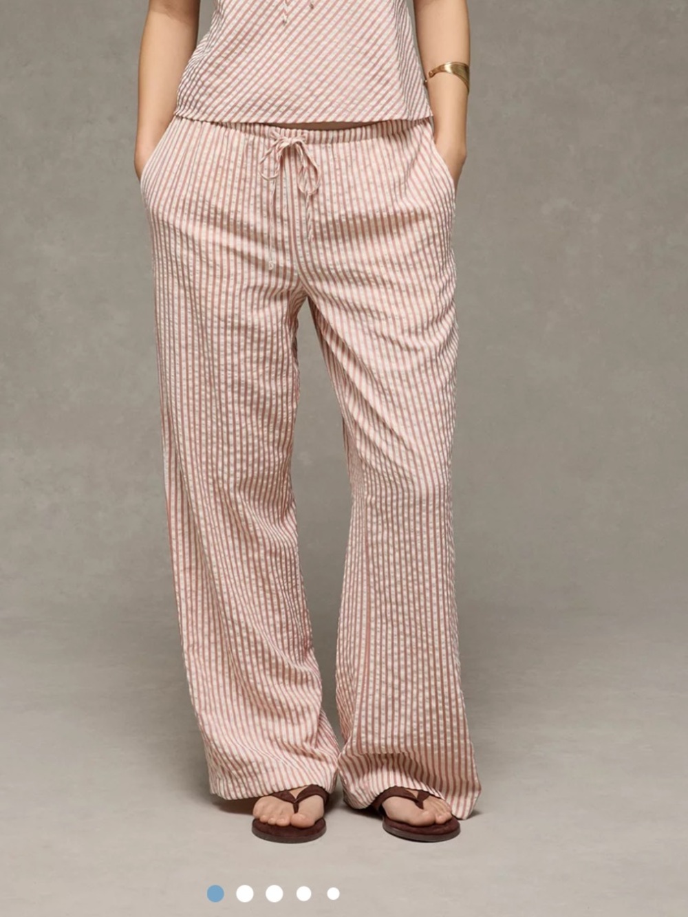 AMERICAN EAGLE SEERSUCKER PULL ON LIGHTWEIGHT STRIPED PANTS SIZE SMALL NWT CREAM